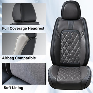 Coverado Car Seat Covers Front Seats, 2 Pack Waterproof Leather Seat Covers for Cars, Luxury Car Seat Protector, Anti-Slip Desig