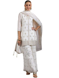 Libas Womens Embroidered Georgette Straight Kurta With Palazzos And Dupatta