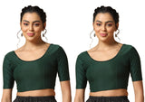 Toplot Cotton Blend Lycra Stretchable Readymade Blouses Pack Of 2 (Combo-5058-Gre-Gre-34) Green-Green,Green-Green,34,B0CV58NYJD