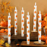 Whaline 6 Pcs Fall Pumpkin LED Flameless Taper Candles with Remote Cute Autumn Pumpkin Battery Operated Candles Thanksgiving Ele