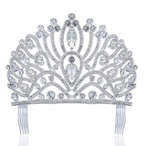 TWINKLING CLEAR WHITE AUSTRIAN CRYSTAL RHINESTONE TIARA CROWN WITH HAIR SIDE COMBS HAIR JEWELRY BRIDAL PRINCESS QUEEN COSTUME WE