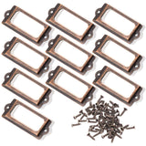 10pcs 83 x 30mm Bronze Color Metal Office File Cabinet Shelves Drawer Name Card Label Holder Frames with Screws