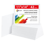 Simetufy 11 x 14 inch 42 Pack Flat Painting Canvas Boards- Gesso Primed Acid-Free 100% Cotton Canvas Panels for Acrylics Oil Wat