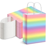 Humyoun 24 Pcs Pastel Gift Bags Pastel Rainbow Paper Treat Goodies Bags with Handles Candy Gifts Wrapping for Baby Shower Weddin