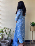 Gosriki Women'S Cotton Blend Straight Printed Kurta With Pant & Dupatta (Paridhi Blue-Gs_M_Blue_Medium),Blue,,B0CBPR9BLR