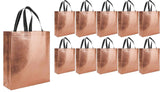 Havenza Gift Bag Medium Size Pack of 10 : L13 x W12 x D4 inch|Resuable NonWoven Shiny Metallic Laminated|Haldi Return Gifts, Ju