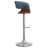 Simplihome Sheldon 34 Inch Wide Mid Century Modern Adjustable Swivel Bar Stool In Denim Blue Woven Polyester Fabric, For The Din