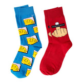 Thela Gaadi Censored & Smily Printed Socks | Pure Cotton Printed Funky Socks For Men & Women | Unisex, Crew Length Socks | Odour