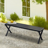 Seekverse Backless Outdoor Bench, Metal Patio Bench, Garden Bench for Front Porch, Backyard and Deck, Black