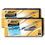 Bic Ultra Grip Medium Black Pens 12 per pack (2 pack)