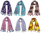 Fusfus WomenS Printed Chiffon Scarves And Stoles, Free Size(Multicolour, Fs2603) Pack Of 6 (Multicolor1)