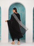 Gosriki Women'S Rayon Blend Straight Embroidered Kurta With Pant & Dupatta (Trp Black-Nb-Gs_Xl_Black_X-Large),Black,,B0D4J86NH8