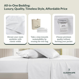 100% Egyptian Cotton Sheets Queen Size Bed Set - 4 Pcs, White Queen Sheet Set | 1000 Thread Count Egyptian Cotton Sheets Queen |