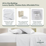 100% Egyptian Cotton Sheets Queen Size Bed Set - 4 Pcs, White Queen Sheet Set | 1000 Thread Count Egyptian Cotton Sheets Queen |