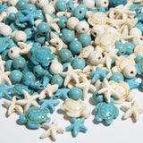 Luyoaozy 218Pcs Turtle Beads Sea Turquoise Beach Ocean Animal Craft Blue White Starfish Summer Beads for Jewelry Making DIY Brac