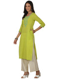 Libas Women'S Cotton Printed Straight Kurta (37225_Green