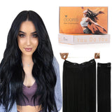 DOORES Wire Hair Extensions, Jet Black 20 Inch 110g Fish Line Weft Extensions and 2pcs 30g Clip ins, 140g Invisible Wire Real Re