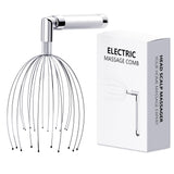 Head Massager Scalp - Electric Scalp Massagers with L-Handle, Waterproof Head Scratchers & Hair Massage Tool with 20 Metal Finge