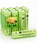 Howardly 1.2v AA Ni-MH Rechargeable Battery, Double A 900mAh 1.2V Rechargeable Battery Pre-Charged, High Capacity for Outdoor So