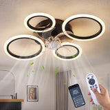 HuixuTe 26 Geometric Ceiling Fan with Lights Remote Control, 3 Colors, 6 Speeds, Bladeless, Low Profile for Kitchen, Bedroom