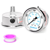 MEANLIN MEASURE 0~4000Psi Liquid Filled Pressure Gauge Stainless Steel with 316 Stainless Steel Joint 1/4 NPT 2.5 FACE DIAL for 