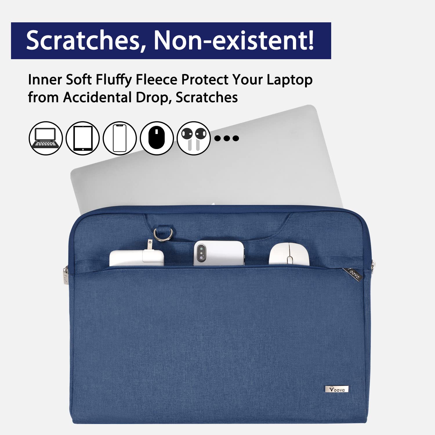 V Voova Laptop Bag 15.6 inch with Shoulder Strap & Handle, Waterproof Laptop Case Sleeve Compatible with 15-16  MacBook Air/Pro