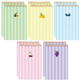 Thboxes 10 Pack 6 x 9 Steno Pads Top Spiral Notebook 5 Color Fruit Covers, White Paper with Doublesided Ruled Printing,80 Sheet