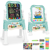 Mojitodon Easel for Kids,Rotatable Double Sided Easel for Kids Adjustable Standing Art Easel with Painting Accessories for Toddl