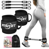 NTIUYOT Ankle Resistance Bands with Cuffs, Ankle Bands for Working Out, Home Gym Exercise Equipment, Glute Workout Equipment, Re