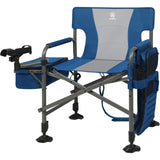 EVER ADVANCED Fishing Chair with Rod Holder and Cooler, All Terrain Ice Fishing Chair with Adjustable Feet, Mesh Back Folding Ca