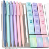 Four Candies Mechanical Pencils 0.5, with HB & 2B Lead Refills 0.5mm, Pastel Eraser Set & Eraser Refills, 16-Count Pack with Cas