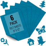 6PCS Felt Fabric Sheets 9 x 12 - 1.6mm Thick Soft Felt for Craft Sewing DIY Patchwork Art Projects Decorations (Turquoise)