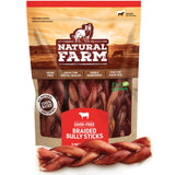 Natural Farm Odor-Free Braided Bully Sticks (6 Inch, 5 Pack) - 100% Grass-Fed Beef, Grain-Free, Low Fat & Fully Digestible Best 