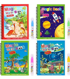 Kazenzo 4 Pack Toy Image Water Magic Coloring Books for Kids Children Education Drawing Pad Drawing Reusable Pan Random Design T