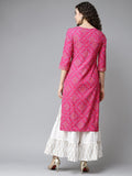Gosriki Womens Embroidery Bhandhani Kurta With Sharara(Molly Pink_L_Pink_Large),Pink,,B09CQ7MYV5