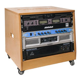 Sound Town DIY Solid Baltic Birch Plywood Slanted 8U Studio Rack, Golden Oak (SDRK-8T)