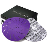 Serious Grit 6-Inch 400 Grit Ceramic Multi-Hole Hook & Loop Sanding Discs - Advanced Grain for Fast Cutting & Long Life - Film-B