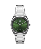 Mvmt Odyssey Qtz Basic Calendar Green Round Dial Men'S Analog Watch|Stainless Steel Material|Silver Color Band - 28000170-D