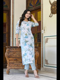 Gosriki Women'S Cotton Blend Printed Straight Kurta With Pant (Ps-Rama-Green-Cmd-Gs_4Xl_Green_Xxxx-Large),Blue,4,B0C6GXPVS5