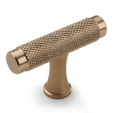 Asidrama 10 Pack Knurled Champagne Bronze Kitchen Cabinet Knobs Gold Dresser Knobs Drawer Knobs Single Hole Cabinet T Bar Pull Handles for Kitchen Wardrobe Cupboard