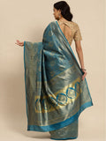 Rangita Women Banarasi Silk Jacquard Saree With Blouse Piece - Skyblue