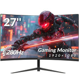 ZZA 27 Inch Gaming Monitor,27 ' ' FHD Curved Monitor,280Hz Gaming Monitor,1ms Computer Monitor,Eye-Care Display with HDMI,DP,Fre