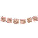 Funcart Pink & Golden Half Birthday Banner Medium Vinyl Rectangular Standard Banner for Girls Party Decoration