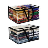 Nihar Lifestyle Storage Organizers Pack Of 2 | Transparent Plastic Clothes Storage Bags With Zip | Wardrobe Organizer For Sarees
