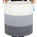 Casaphoria Cotton Rope Storage Basket for Organizing,Round Blanket Basket Living Room,Woven Laundry Basket with Handles for Bath