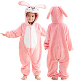 MICHLEY Unisex Baby Halloween Romper Dress up Flannel Soft Animal Cosplay Costume Outfit For Girls Boys 3-4T,Rabbit