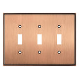 Henne Bery Soft Modern Decorative Wall Plate Switch Plate Outlet Cover (Triple Toggle, Antique Copper)