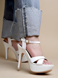 Shoetopia Stylish White High Heeled Sandals Girls /Eu38,White,5,B0F6TBLN2V