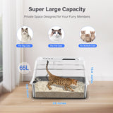Stainless Steel Litter Box with Lid, XL Extra Large Enclosed Cat Litter Box for Big Cats 110 Flip Cover, Top Entry Metal High Si