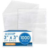 Spartan Industrial - 3X 3(1000 Count) 4 Mil Thick Clear Reclosable Zip Plastic Poly Bags with Resealable Lock Seal Zippe